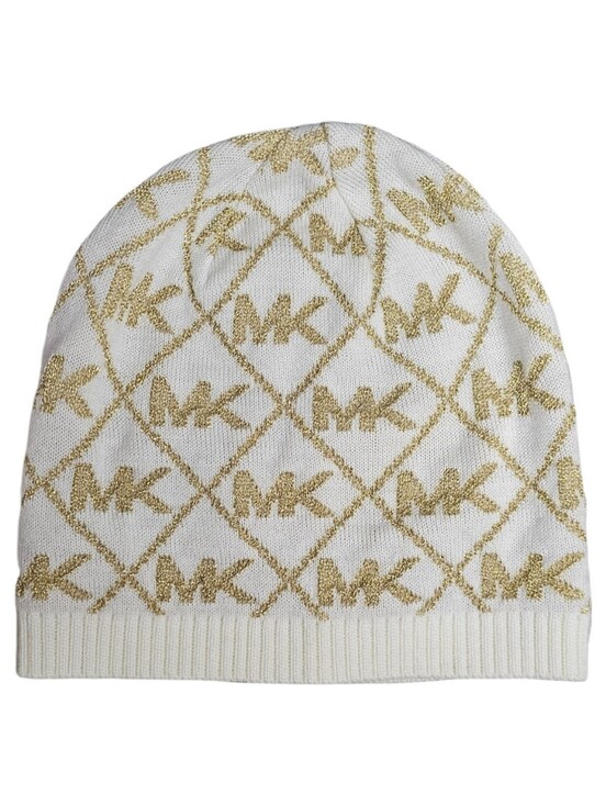 Michael Kors Accessories - Michael Kors Gold and Cream Patterned Beanie